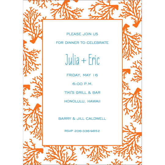 Coral Reef Border Letterpress Invitations